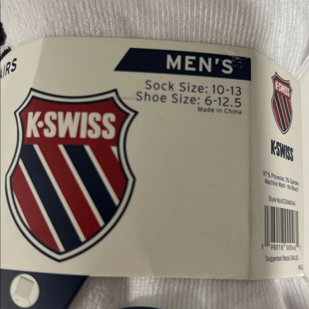 K-Swiss Size 10-13 Men's Ankle & High Quarter‎ Length Bundle of 2 Socks 13 Pair